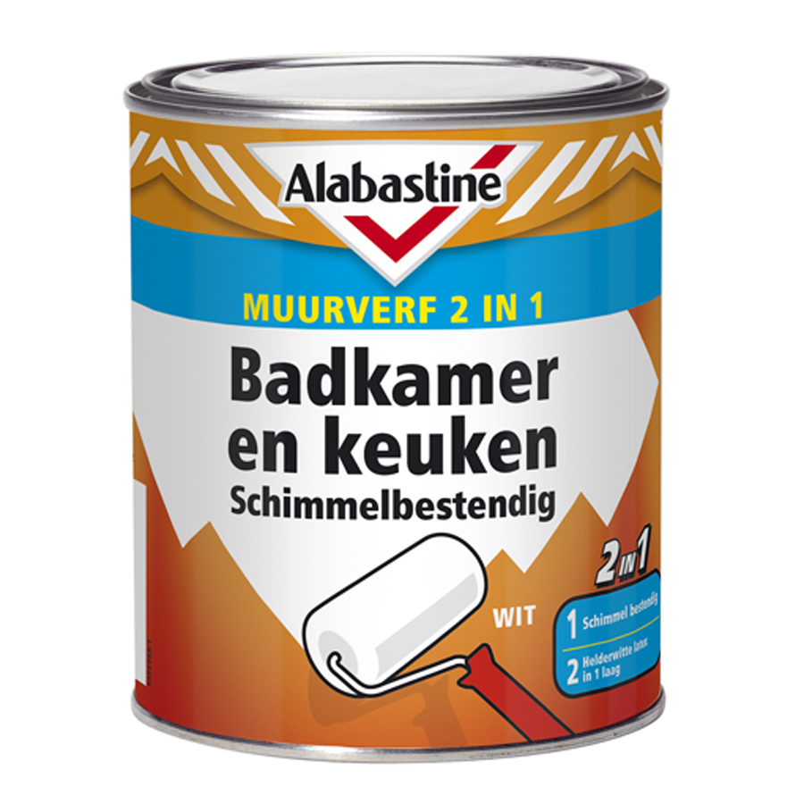 2in1 Muurverf Badkamer en Keuken Schimmelbestendig Alabastine Ikea Badkamer Inspiratie ~ 2in1 Muurverf Badkamer en Keuken Schimmelbestendig Alabastine